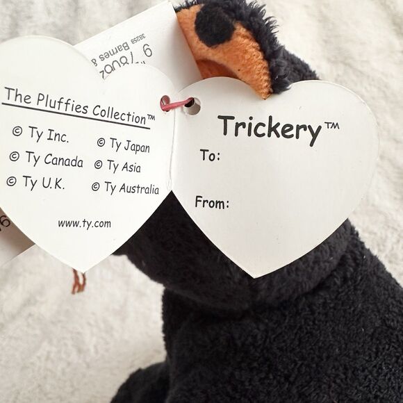 Ty Pluffies Trickery Kitten Cat Black Spots Plush Halloween Toy 2008 - Picture 6 of 7